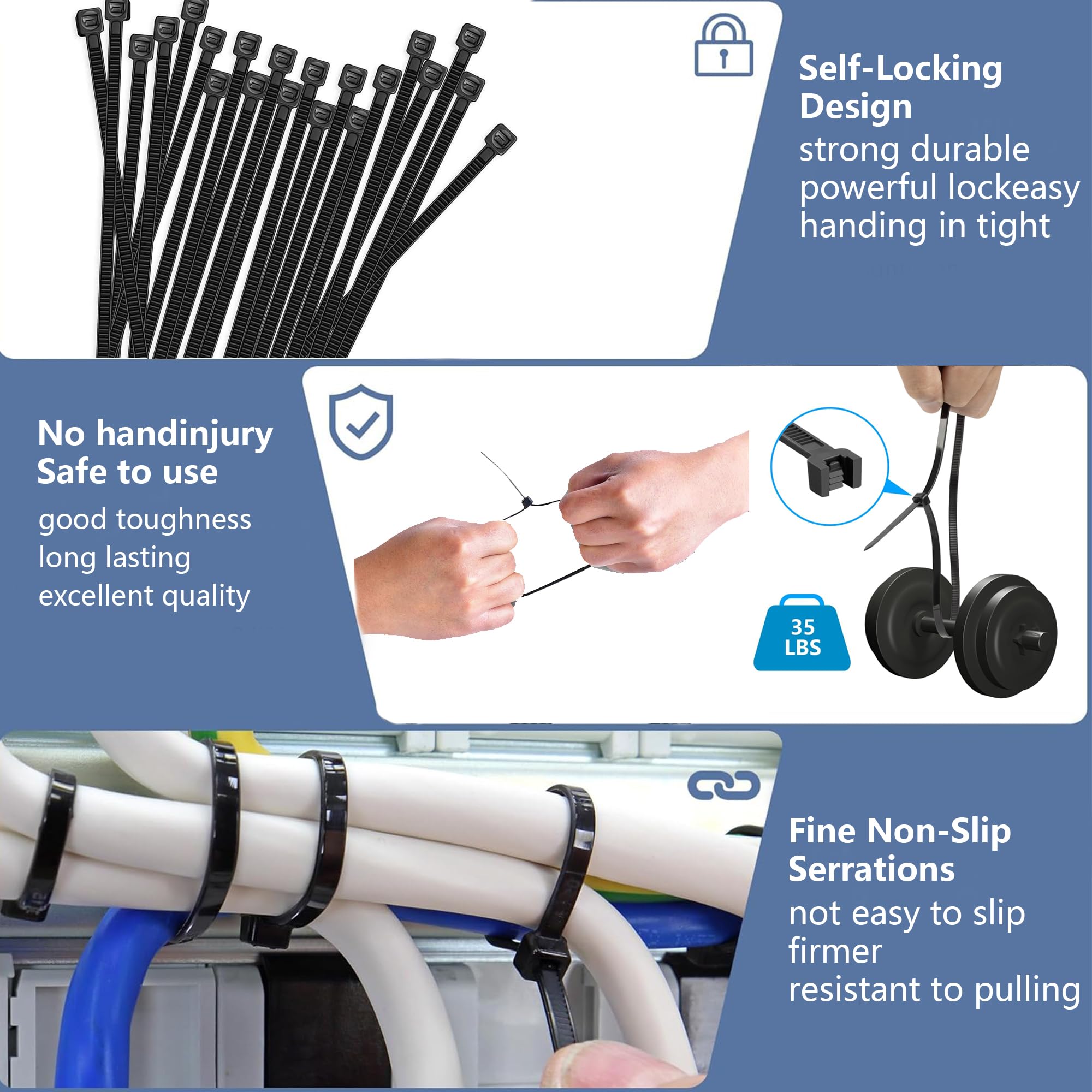 Nuove Denti Doppia Fibbia Universale per Fascette Stringicavo in Nylon, 2026, Robusta, Autobloccante, Fascette in Nylon, Universale per Auto, Casa