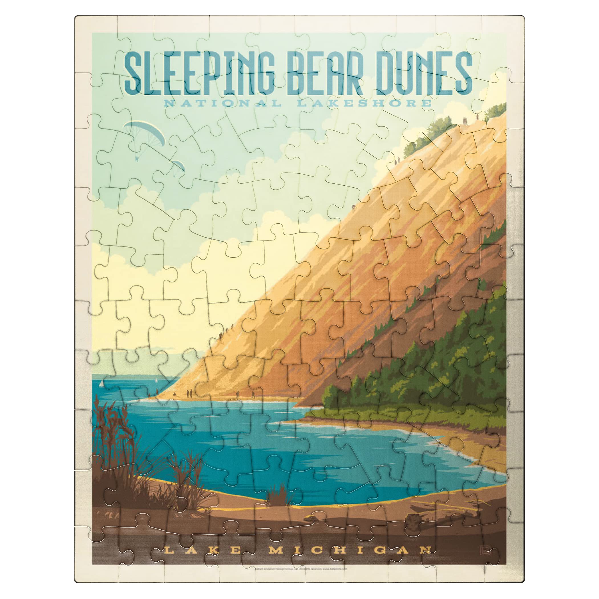 MyPuzzle.comSleeping Bear Dunes National Lakeshore, Vintage Poster - Premium 100 Piece Jigsaw Puzzle for Adults