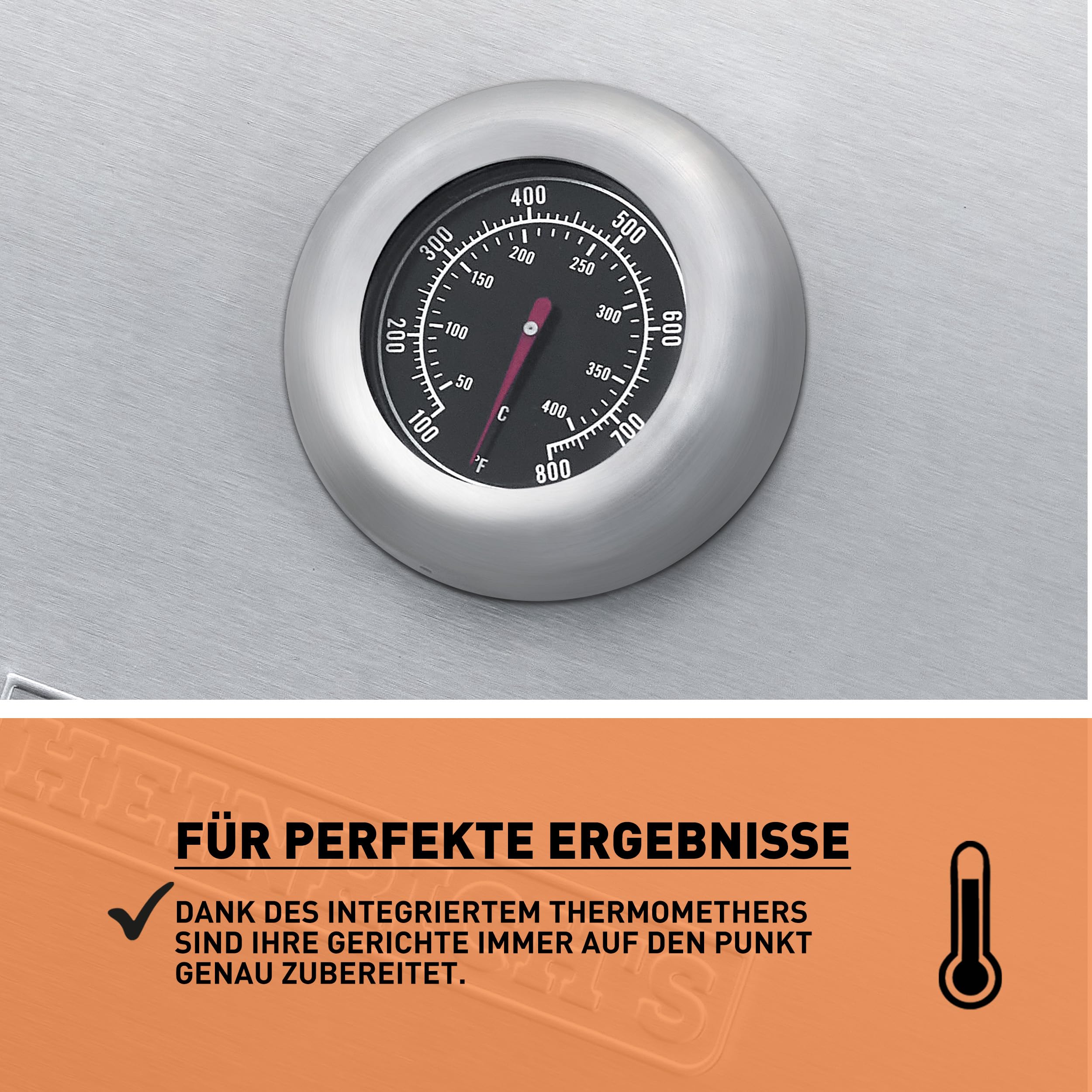 Heinrich´s Gasgrill, Grillwagen, 2Flächen Brenner aus Edelstahl, Balkon-Grill auf 2 Rädern, BBQ-Grill, Seitenablage klappbar, stufenlose Temperatursteuerung, Temperaturanzeige