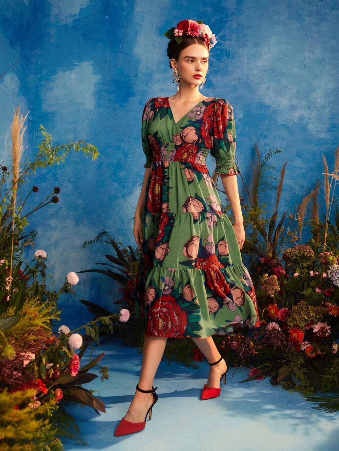slim fit dress slacks Autumn Flower Maxi Dress – Marie et L'armoire main image 1