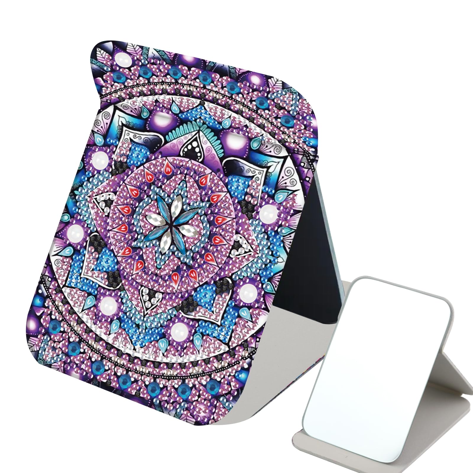 Miroir de voyage pliable pour maquillage avec motif mandala créatif