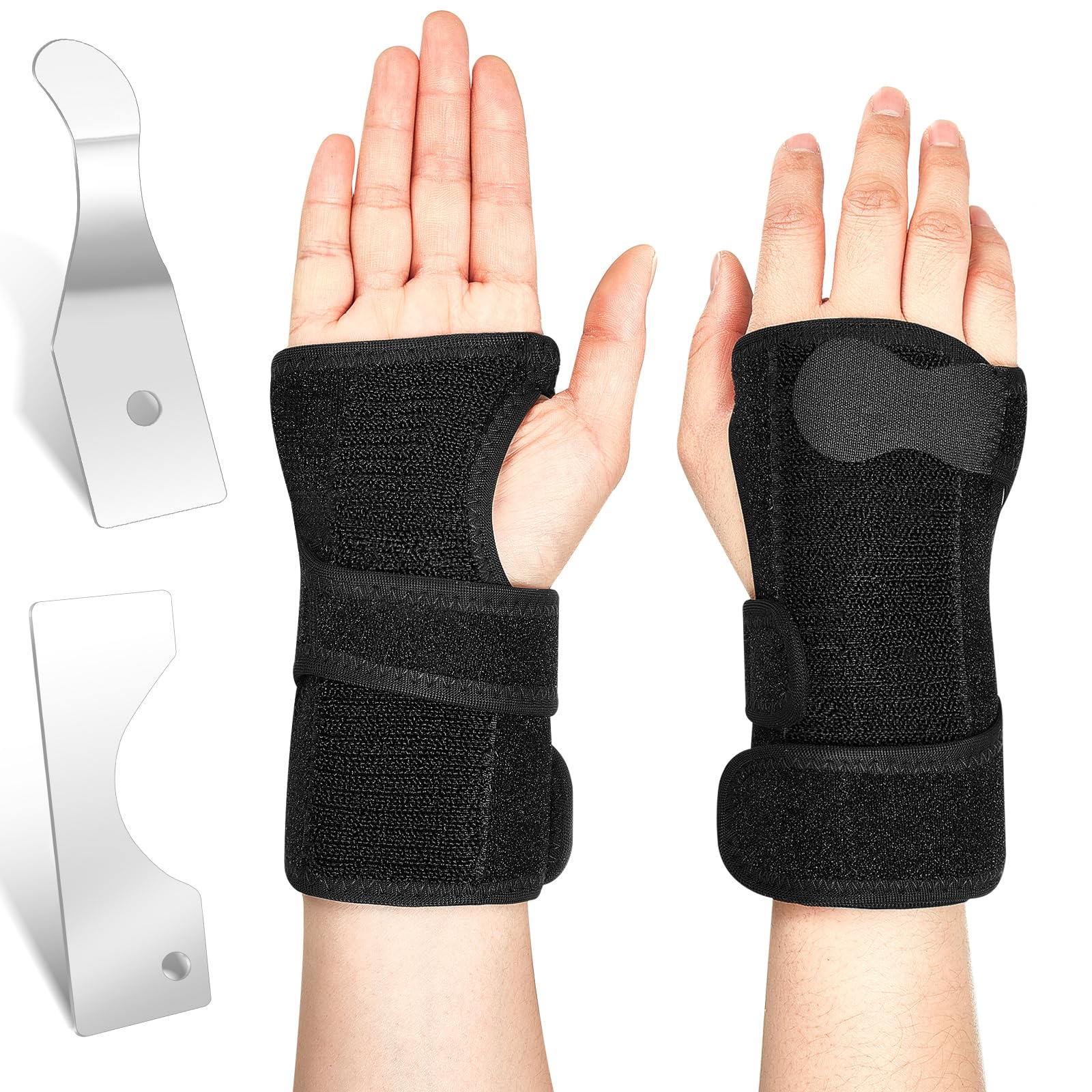 Shappy Bowling Wrist Support Brace with Thumb Spica Splint Right Hand Breathable Wrist Gloves Splint with Removable Aluminum Plate for Women Tendonitis Arthritis Sprains (Black)