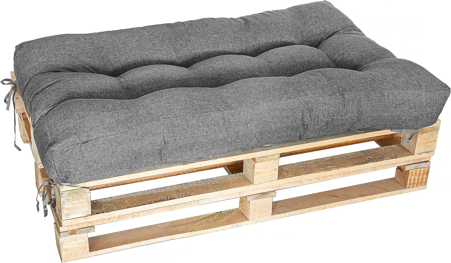 MKS Palettenkissen 120 x 80 | Outdoor-Palettenkissen mit Spanngurten passend zur Palette | Balkon-Sofa-Wasserdicht | Balkon-Palettenmöbel | Europaletten-Sitzkissen | Outdoor- Bankauflage