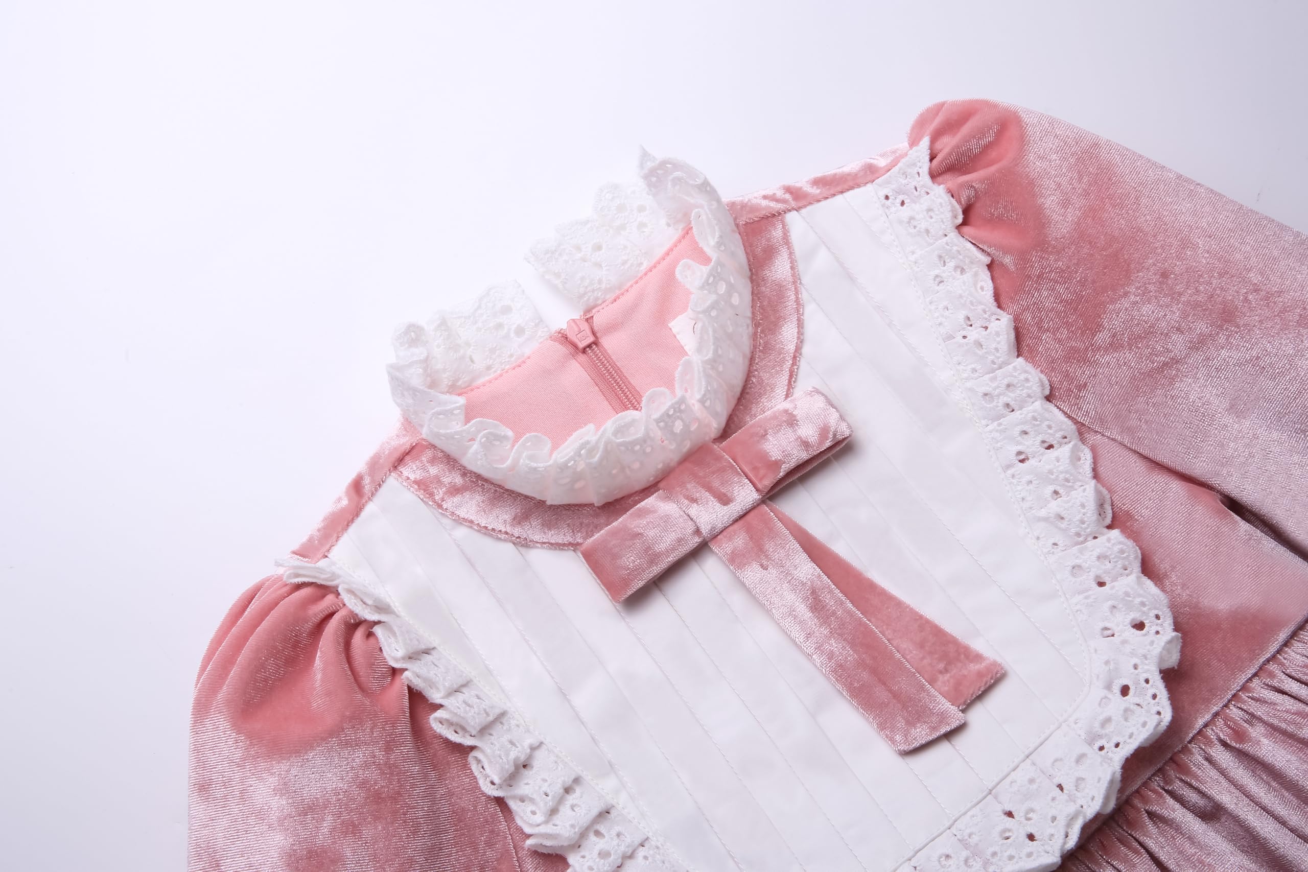 Dziewczęca elegancka zimowa różowa aksamitna odzież dziecięca maluch sukienki z długim rękawem rozmiar 2 3 4 5 6 8 10 12 lat, różowy, 5 lat