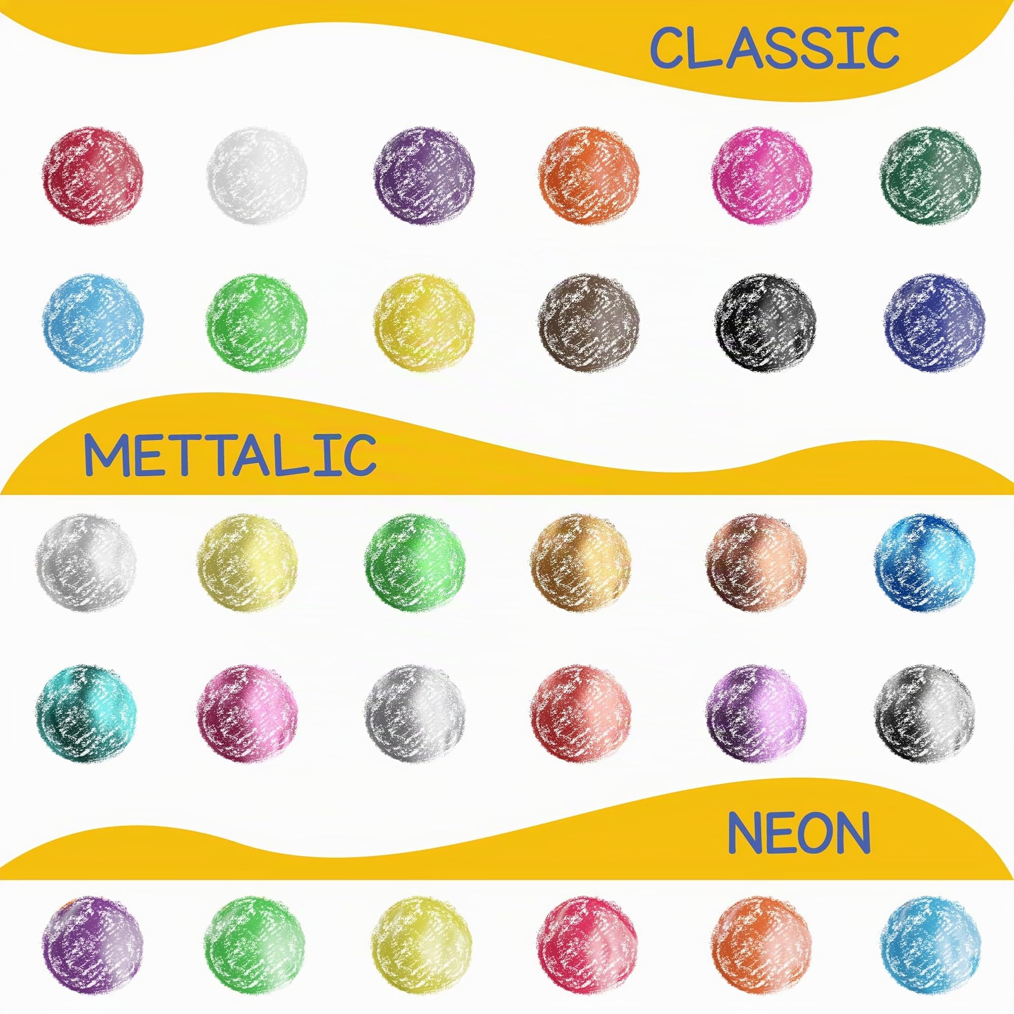 Zenacolor 30 bastoncini di vernice per bambini, forniture artistiche per bambini, in tinta unita