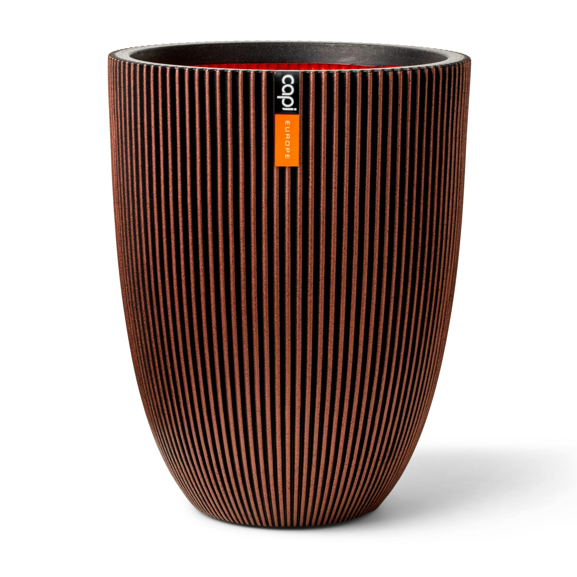 Capi Europe Groove - Copper - Vase Elegant Low Groove Nl - 34X46 - Copper - Opening Ø27 - Pot For Indoor And Outdoor Use - Shatterproof - 100% Recyclable - Kgvco782