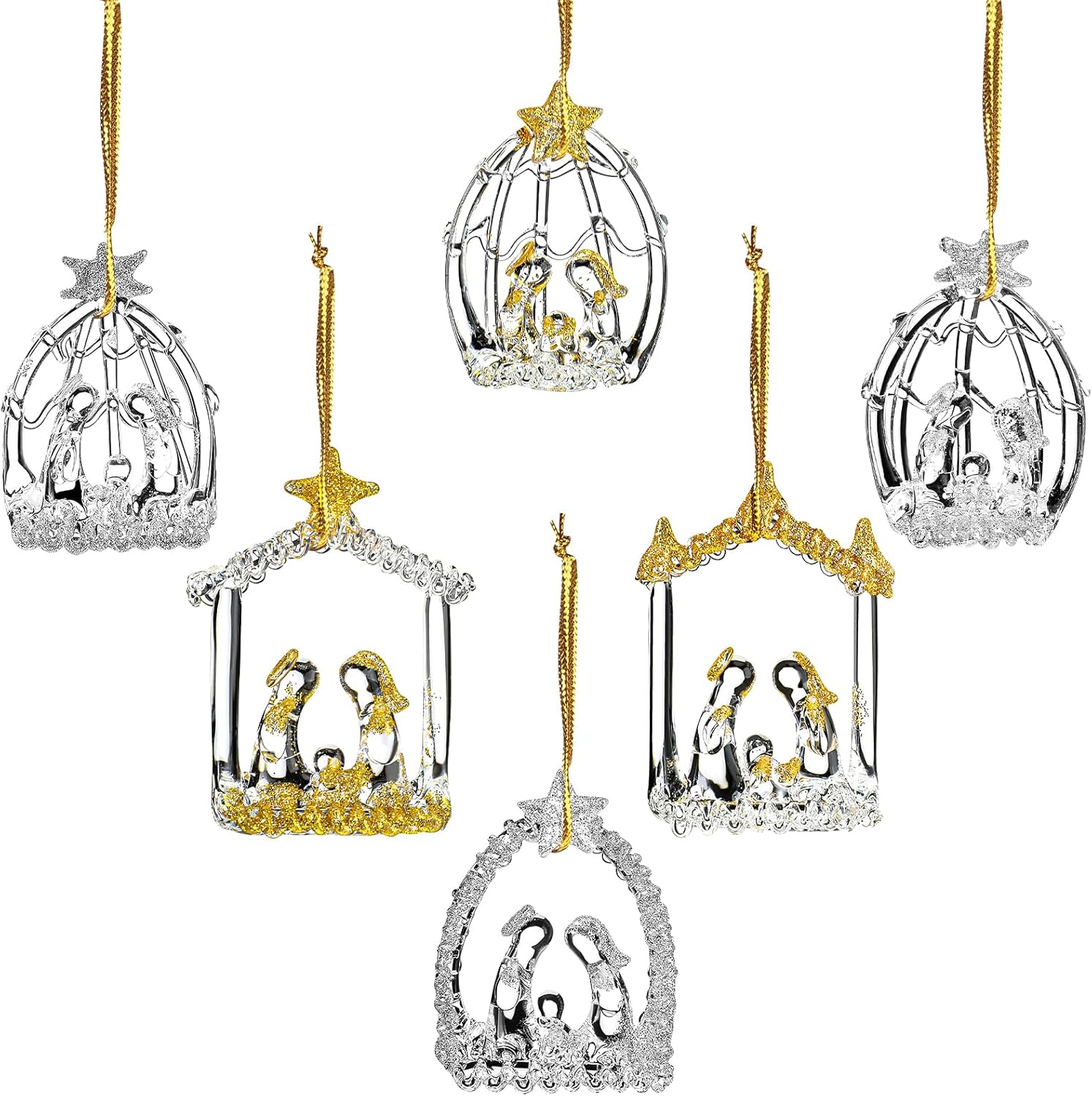 Sliner 1 Set Christmas Novelty Spun Glass Nativity 2.16 Inch Nativity Christmas