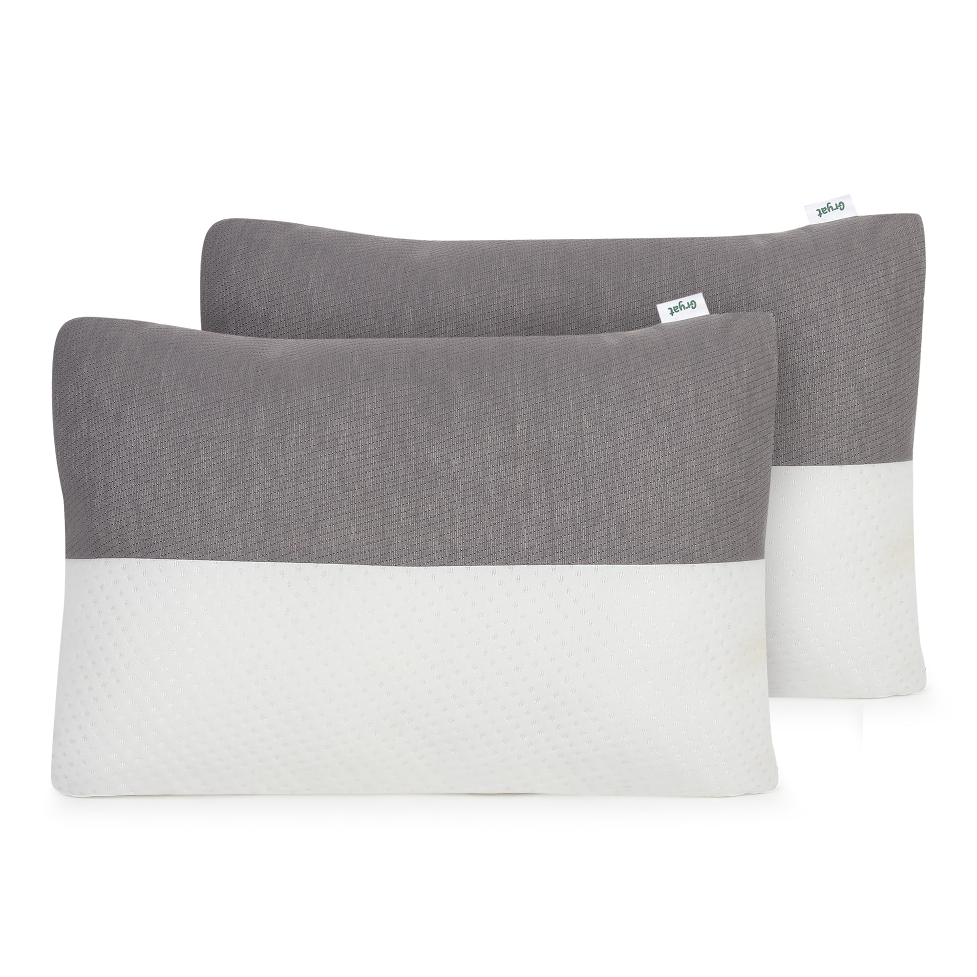 Hollow Fiber Sleeping Pillow Set of 2 | Height Adjustable | Soft & Fluffy Bed Pillow for Neck & Shoulder Pain Relief | Grey & White | 24 x 16 Inch Standard Size-picture-15