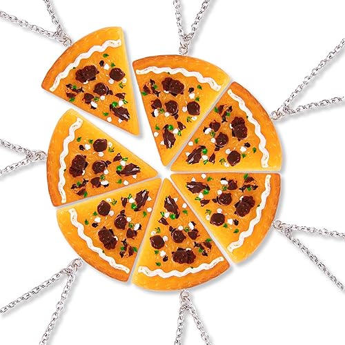 ArtCreativity Collares de pizza para niños, juego de 12, juego de collar para mejor amigo con longitud ajustable, recuerdos de fiesta de pizza y