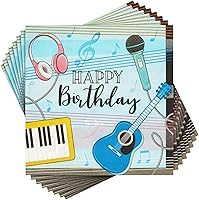 Vista 5 de BLUE PANDA - Paquete de 100 servilletas de papel con notas musicales para decoraciones de fiestas (5 x 5 pulgadas) - Decoración de fiesta