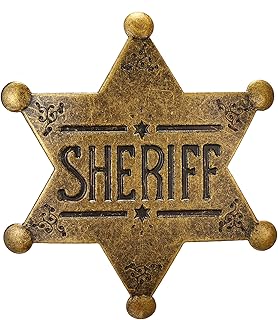 Metal Adults Sheriff Badge,Deputy Governor County Police Vest Costume Medal,Vintage Cartoon Honor Replica Stamping Stars Sheriff’s Badges Pin Brooches,West Props Kids Christmas Gifts Toy 2.5"