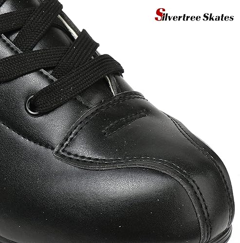 Miniatura 4 de Patines de piel sintética para mujer, con parte superior alta y bolsa de transporte, patines brillantes de cuatro ruedas