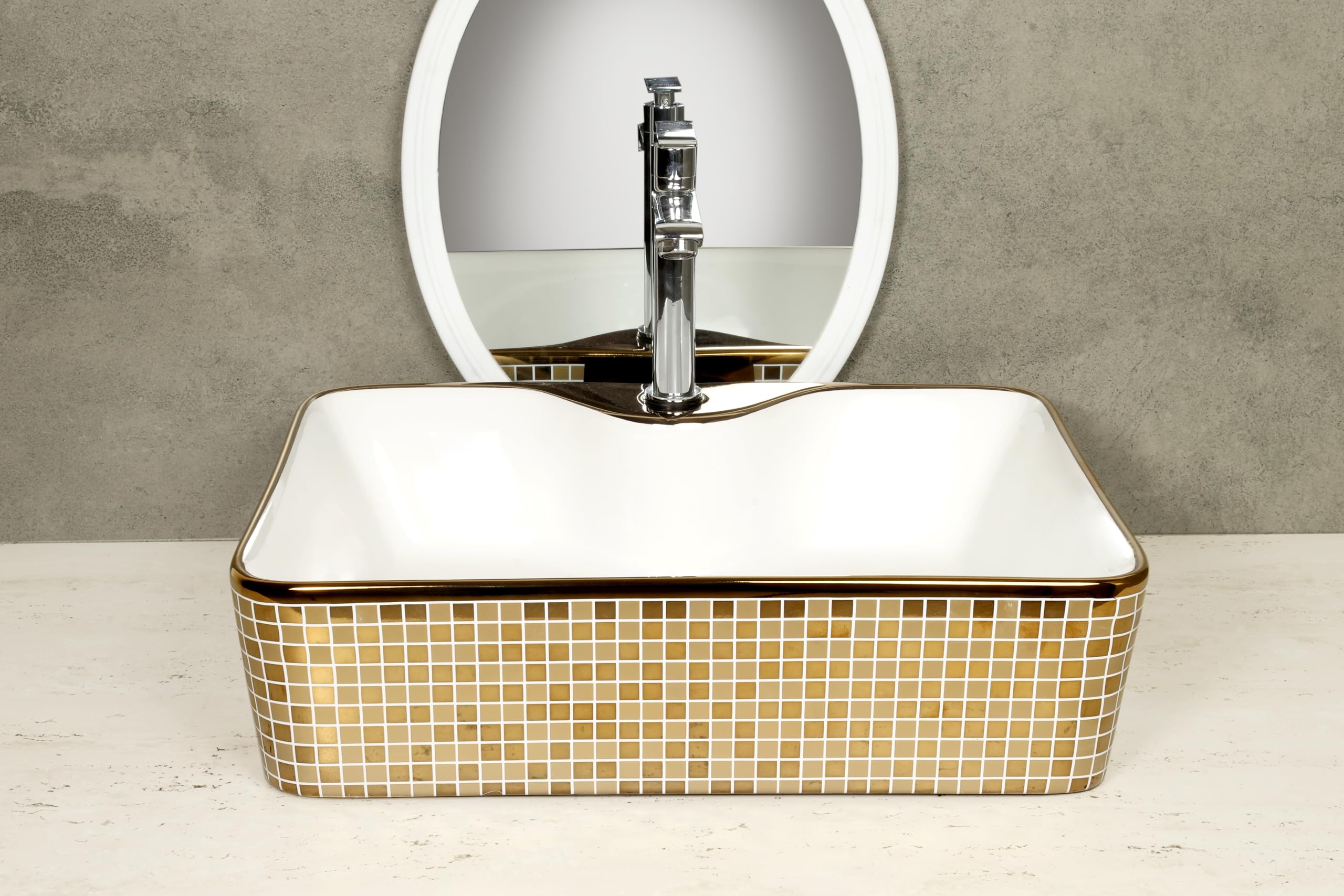 HISRE Ceramic Table Top Vessel Sink Wash Basin Oval Shape Over Counter Wash Basin For Bathrooms & Living Room 19 X 14 X 5 Inch (Style - 5) G1105 (B0CVXBS5M8) Amazon Price History, Amazon Price Tracker