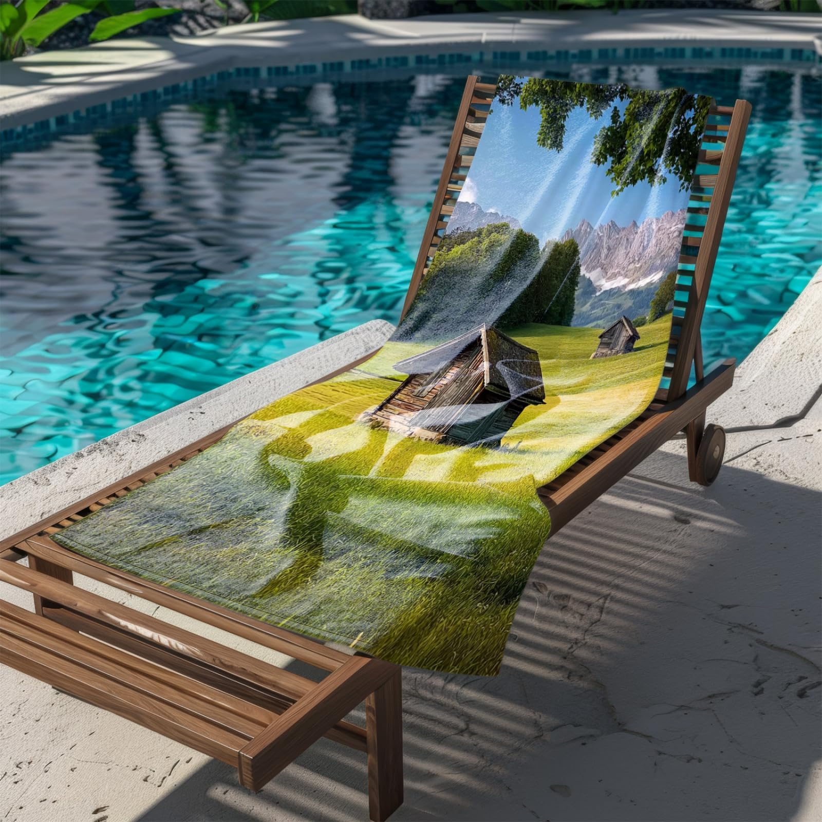 Générique Serviette de Plage 100X200 Maison Marron Lumière Verte Serviette Bain Microfibre Anti Sable Grande Couverture Plage Absorbante Rapide pour Piscine Yoga Sport