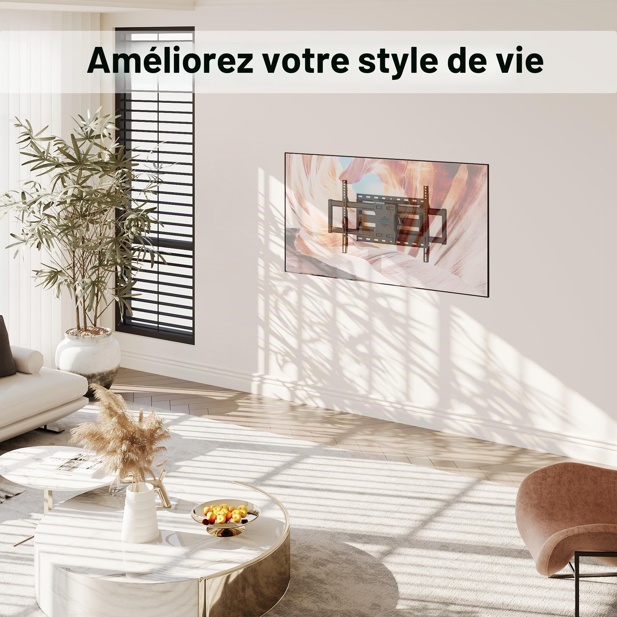 BONTEC Support TV Mural Articulé 37-85 Pouces, Support Mural TV Pivotant Inclinable, Bras Double 68-420mm, Jusqu’à 60kg, VESA 200x100-600x400, pour Écran Plat ou Incurvé