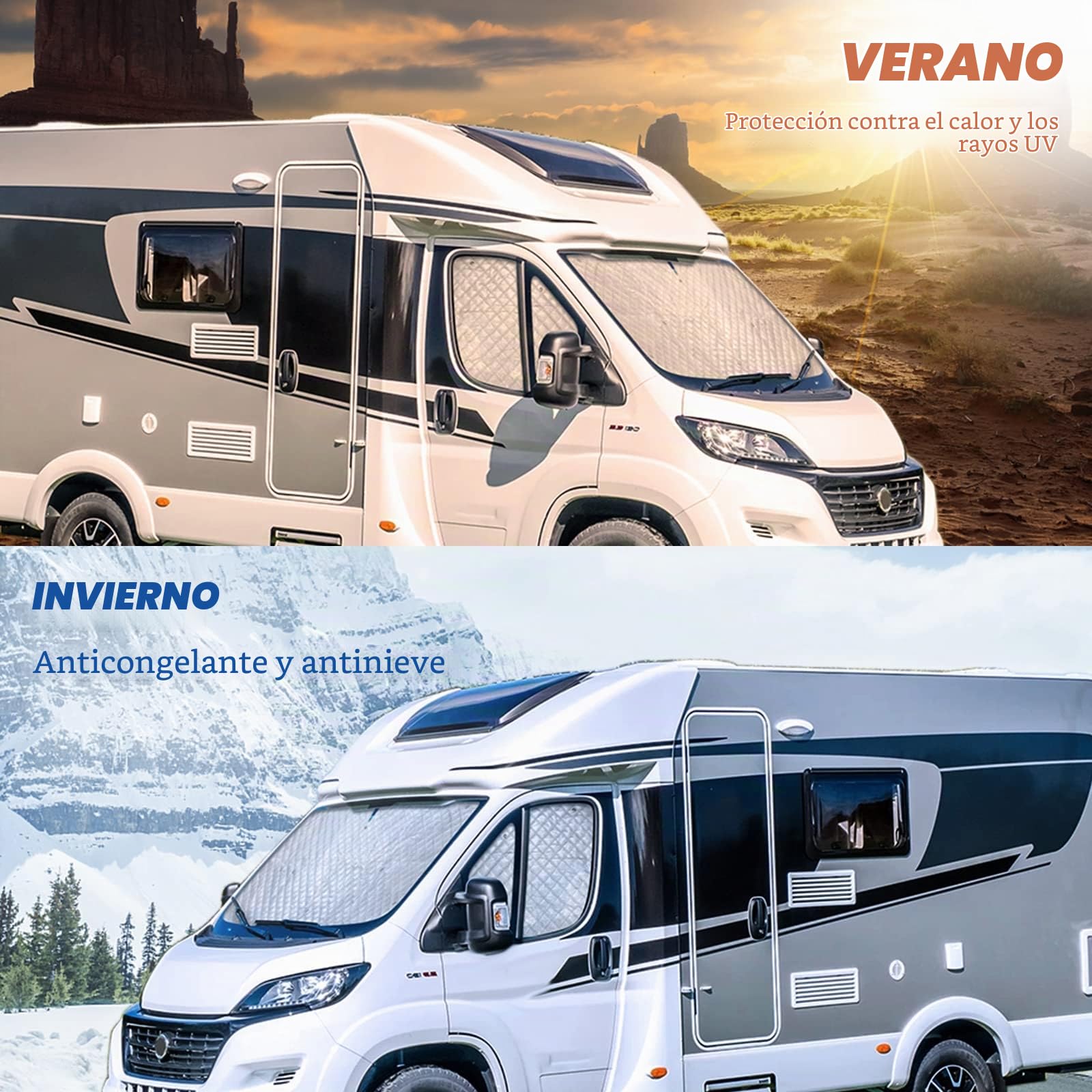 Protector de Parabrisas para Cubierta de Parabrisas de Coche para FIAT Ducato 2006-2021,Parasol Coche Termico,Cubierta de Parasol Interna para el Automóvil,Parasol Plegable（3 Piezas ）