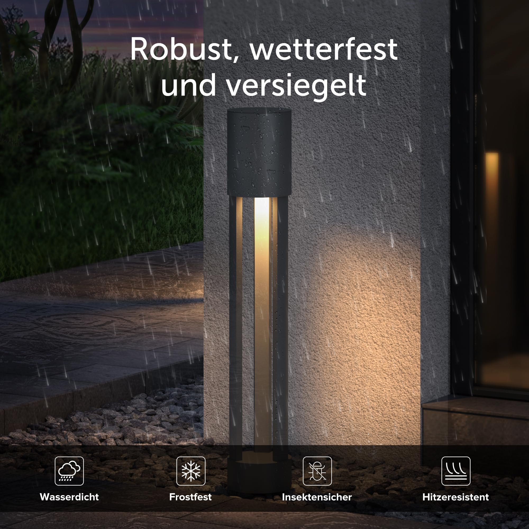doporro Wegeleuchten Außen Stromanschluss 70cm Gartenleuchte IP65 10W | Gartenlampen für Draußen Strom, 3000K Warmweiß Pollerleuchte Standleuchte Außen, Ø120xH700mm, Sandgrau dunkel, NeoForge