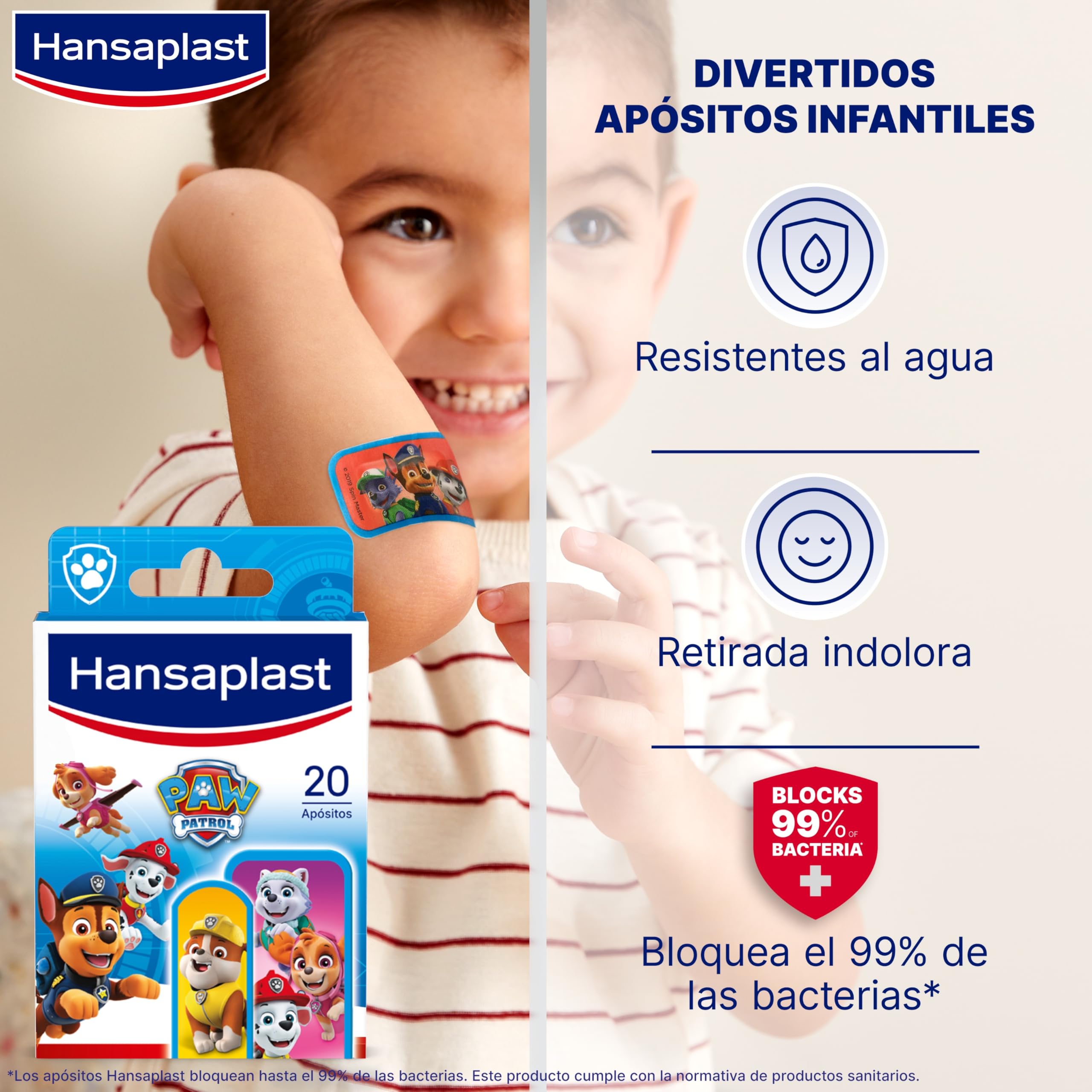 Hansaplast Paw Patrol Children's Wound Dressings, Waterproof Adhesive Dressings, Skin Friendly, Painless to Remove, Patterned - 20 Pieces - 3