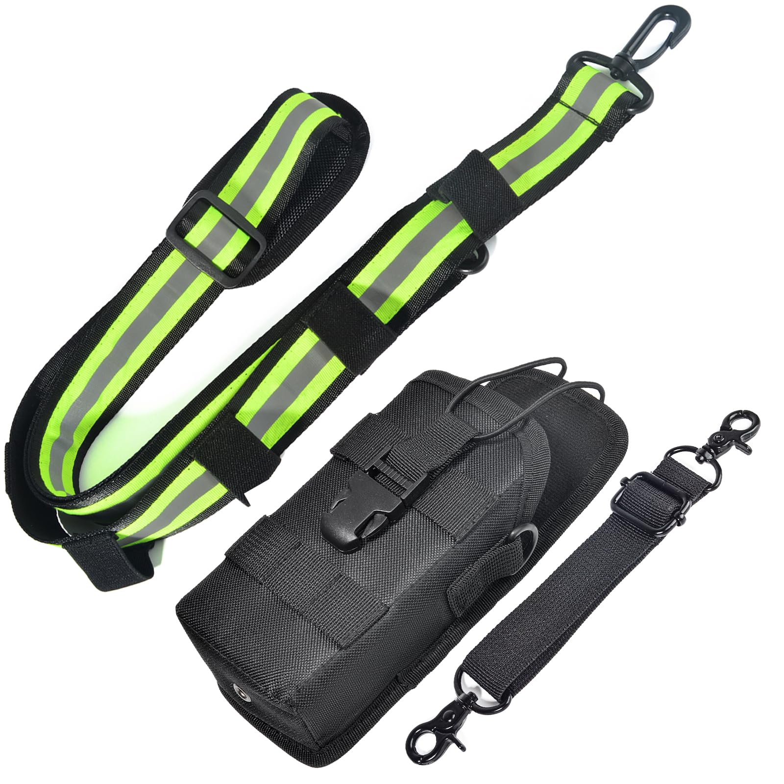 HYS Pochette Radio en Nylon – Support Multifonction pour Talkie-walkie avec Sangle réglable et Boucle de Ceinture, Compatible avec Motorola Kenwood Baofeng, idéal pour la Police (M2+S2)