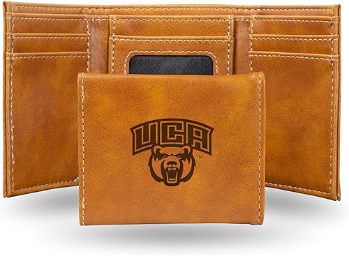 Vista 52 de Rico Industries NCAA - Cartera triple grabada con láser y tres pliegues grabada con láser, accesorio para hombre Negro