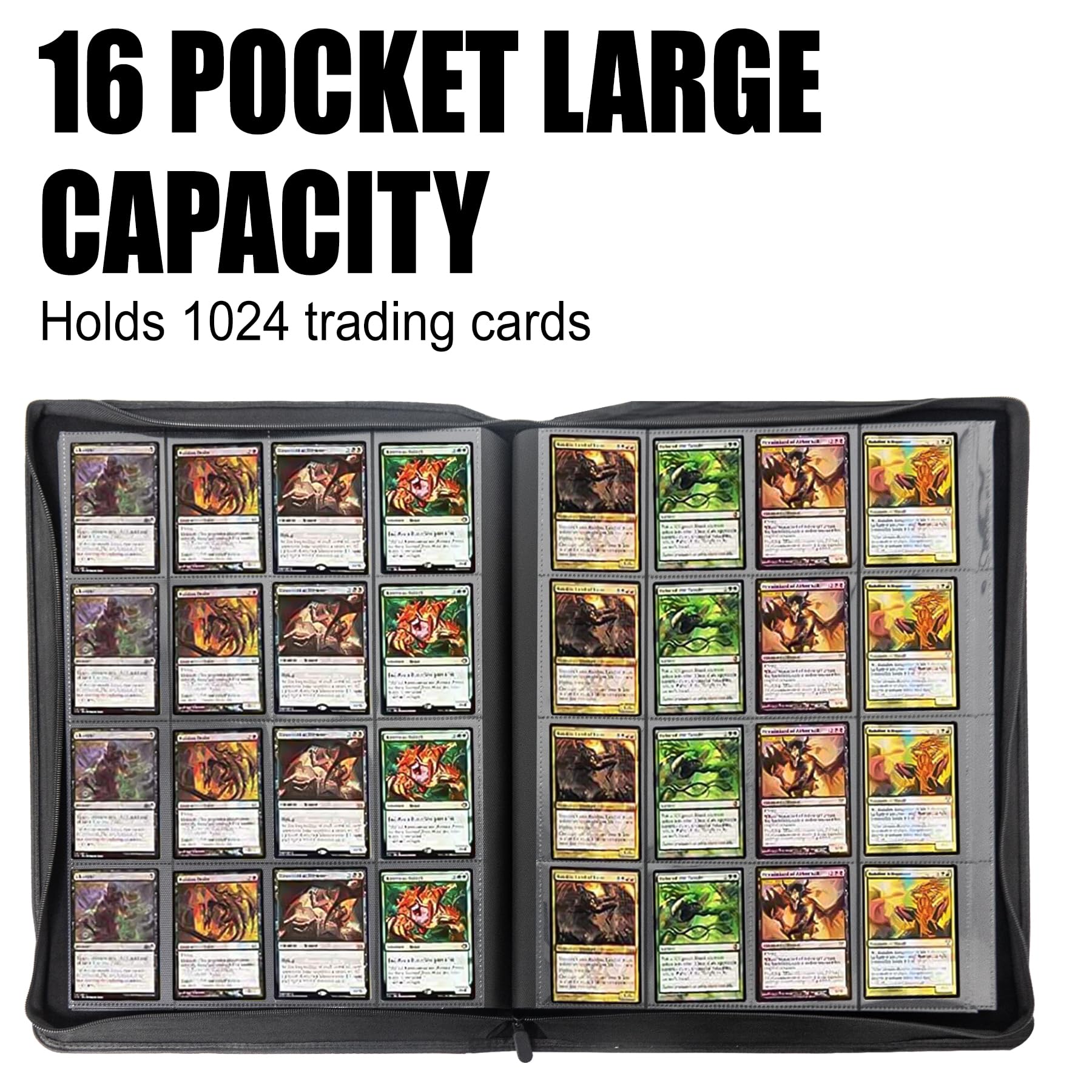 Trading Card Binder for One Piece Cards,16 Pocket with 32 Sleeves up to 1024 Cards One Piece TCG Card Binder,Waterproof Card Storage Book with Sleeves,One Piece for Card Display Case