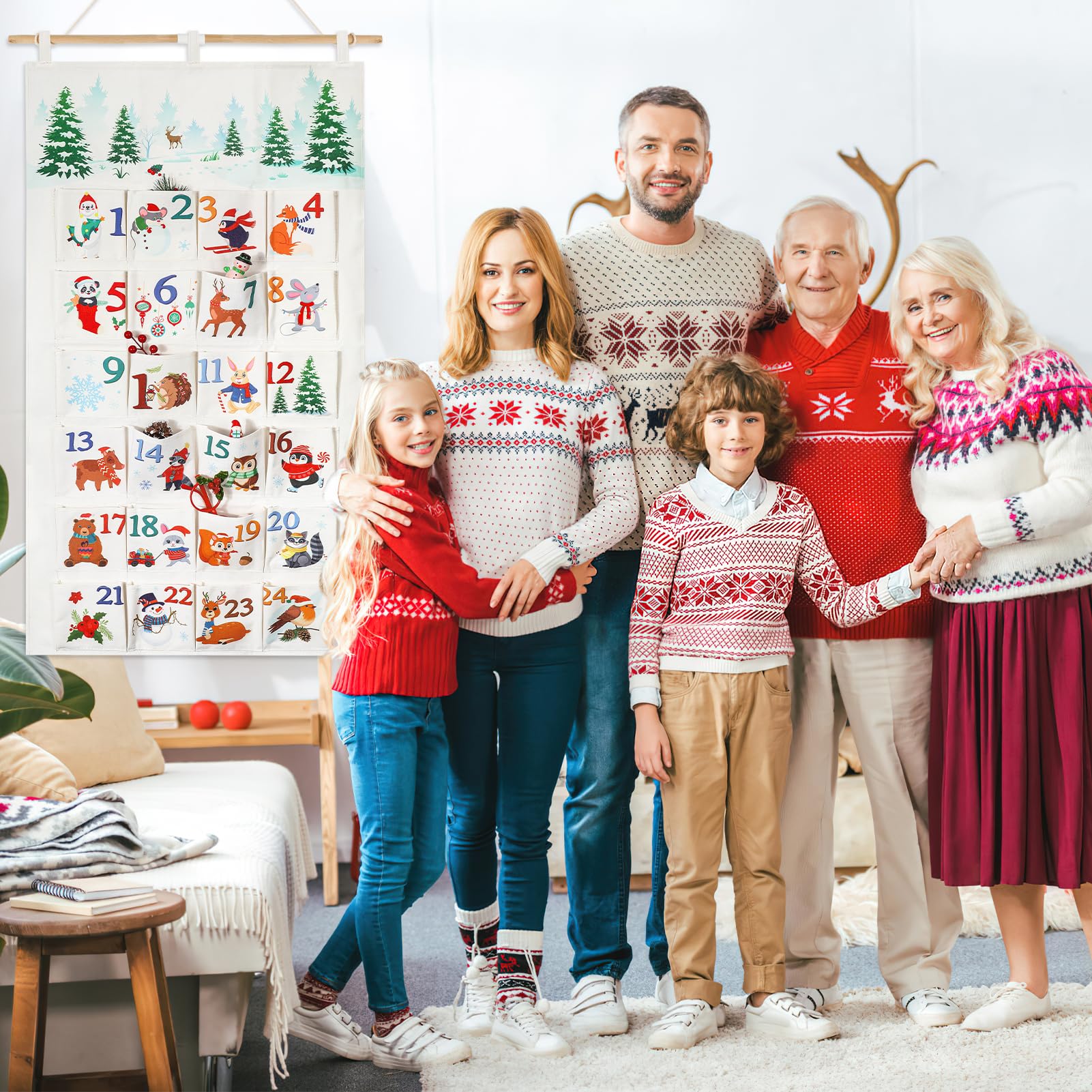 thumbnail: DPKOW Adventskalender Met 24 Zakken – Winterdier Thema, Vul Zelf