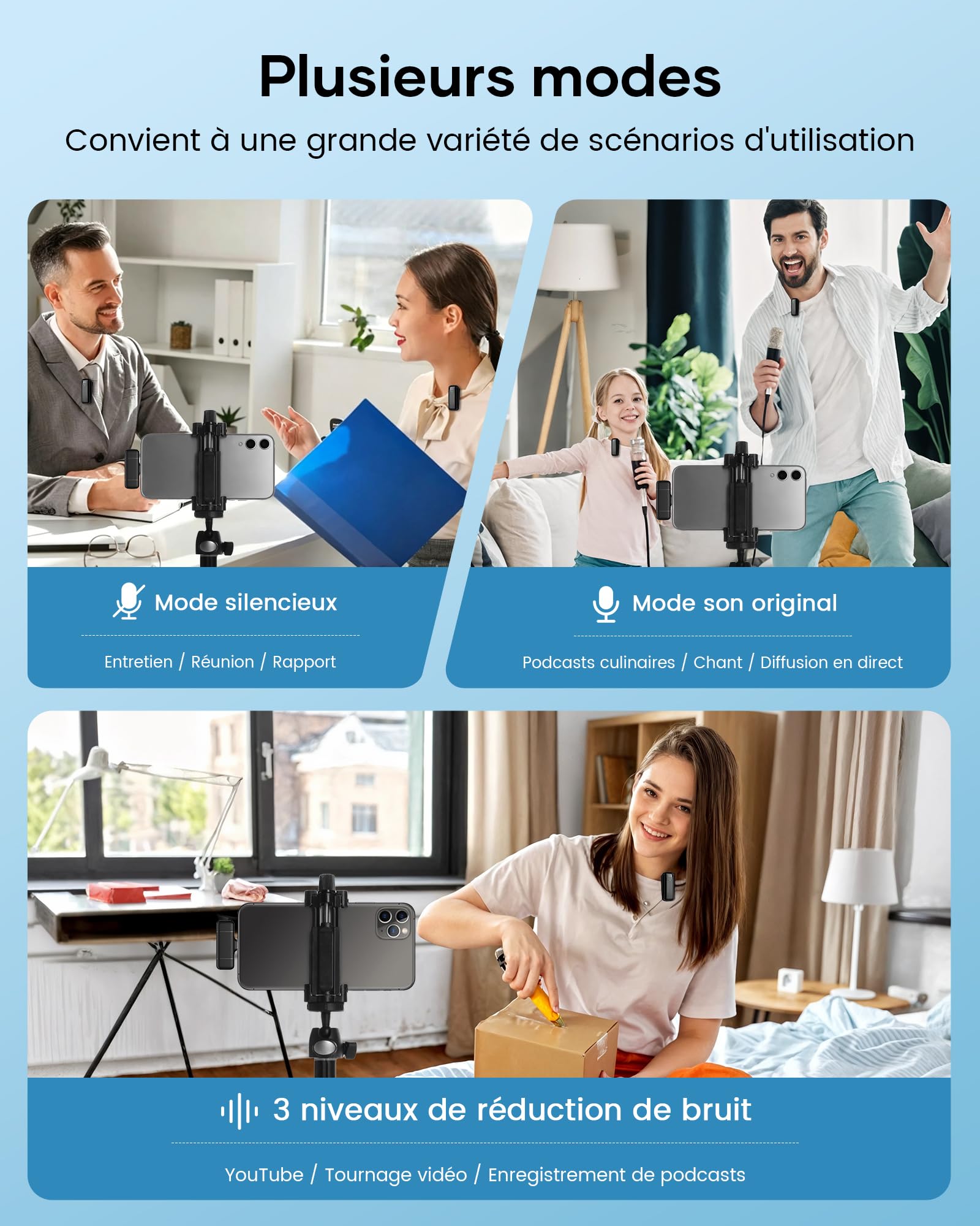 KUKIHO 2pack Mini Micro Cravate sans Fil pour Type-C & Lightning, avec Boîtier De Recharge Micro pour Vlogging Enregistrement Vidéo Live Streaming