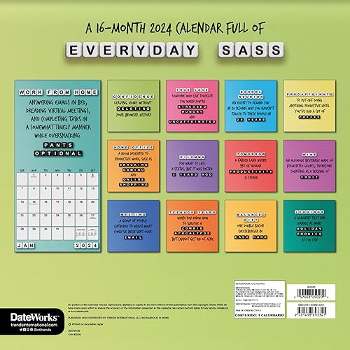 Miniatura 2 de Calendario diario Sass 2024  Paquete de calendario de pared con citas atrevidas de lujo 2024 con más de 100 calcomanías de calendario (regalos