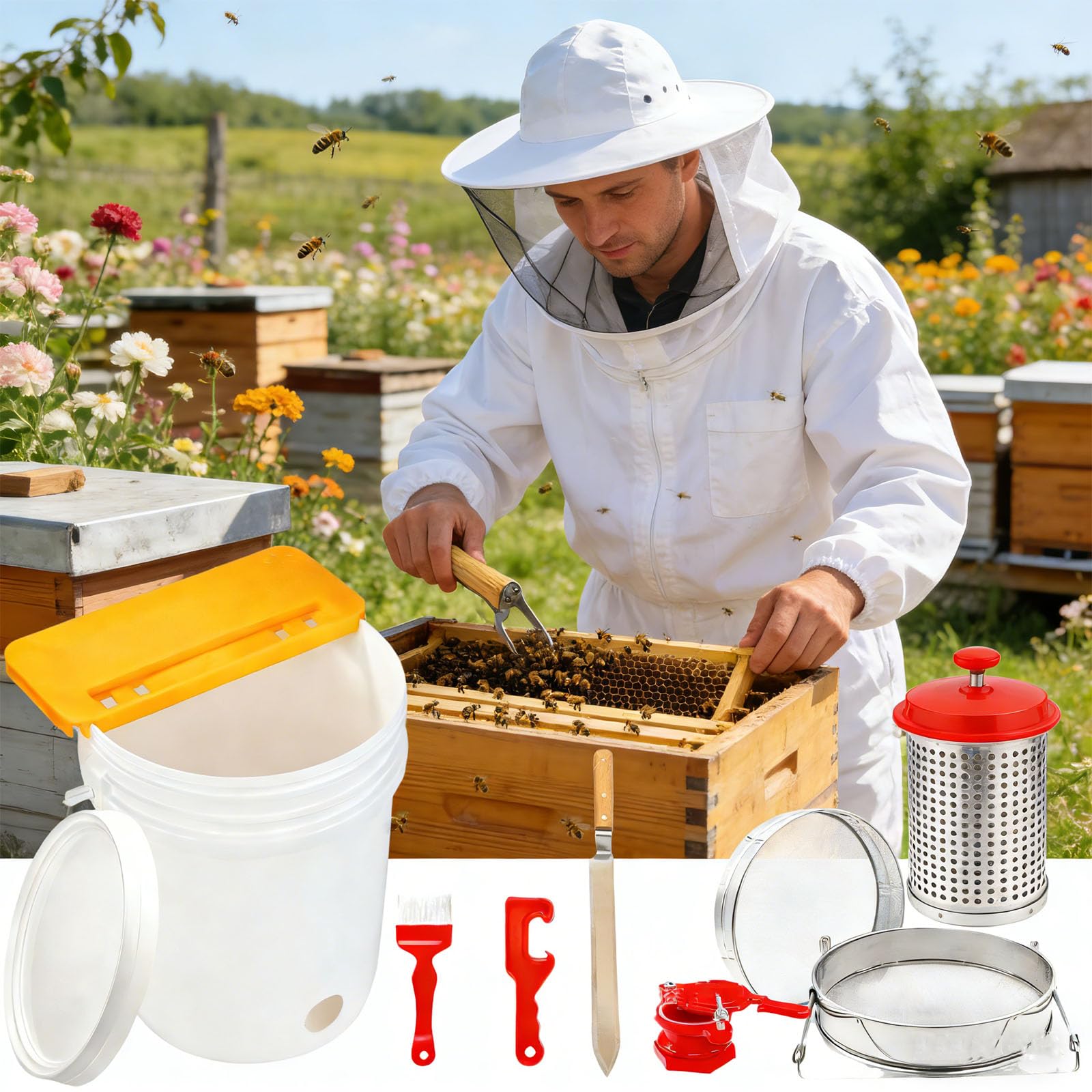 Strumenti apiari completi per una facile manutenzione e raccolta delle colonie Strumenti di manutenzione delle colonie