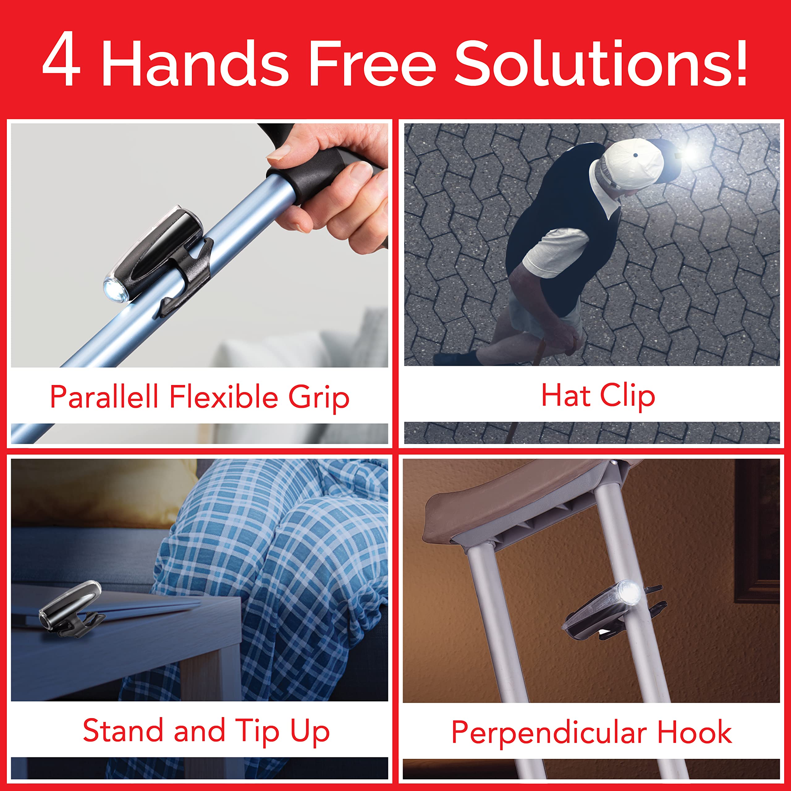 Cane Lite LED Walking Safety Light 100 Lumen ClipOn Night LED