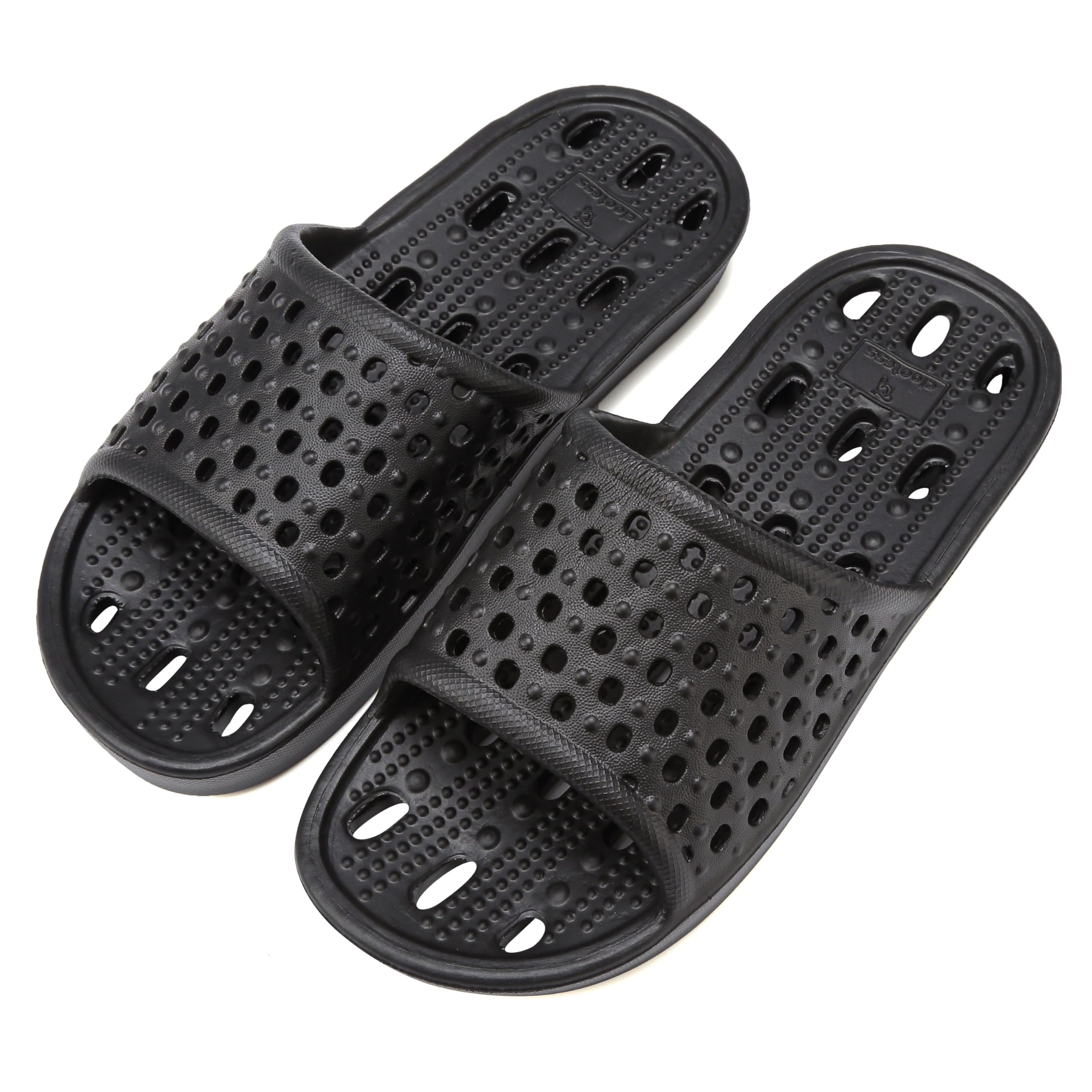 clootess Shower Shoes Slide for Men and Women Holes Bath Slipper Bathroom Sandal Pool Gym College Dorm Non-Slip