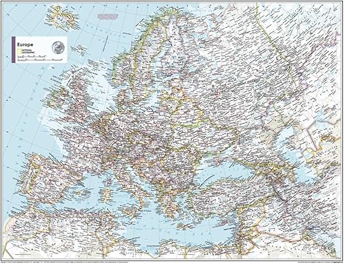 National Geographic Maps Mapa de pared político de Europa - Compacto - 21,5 x 16,25 pulgadas - Laminación frontal
