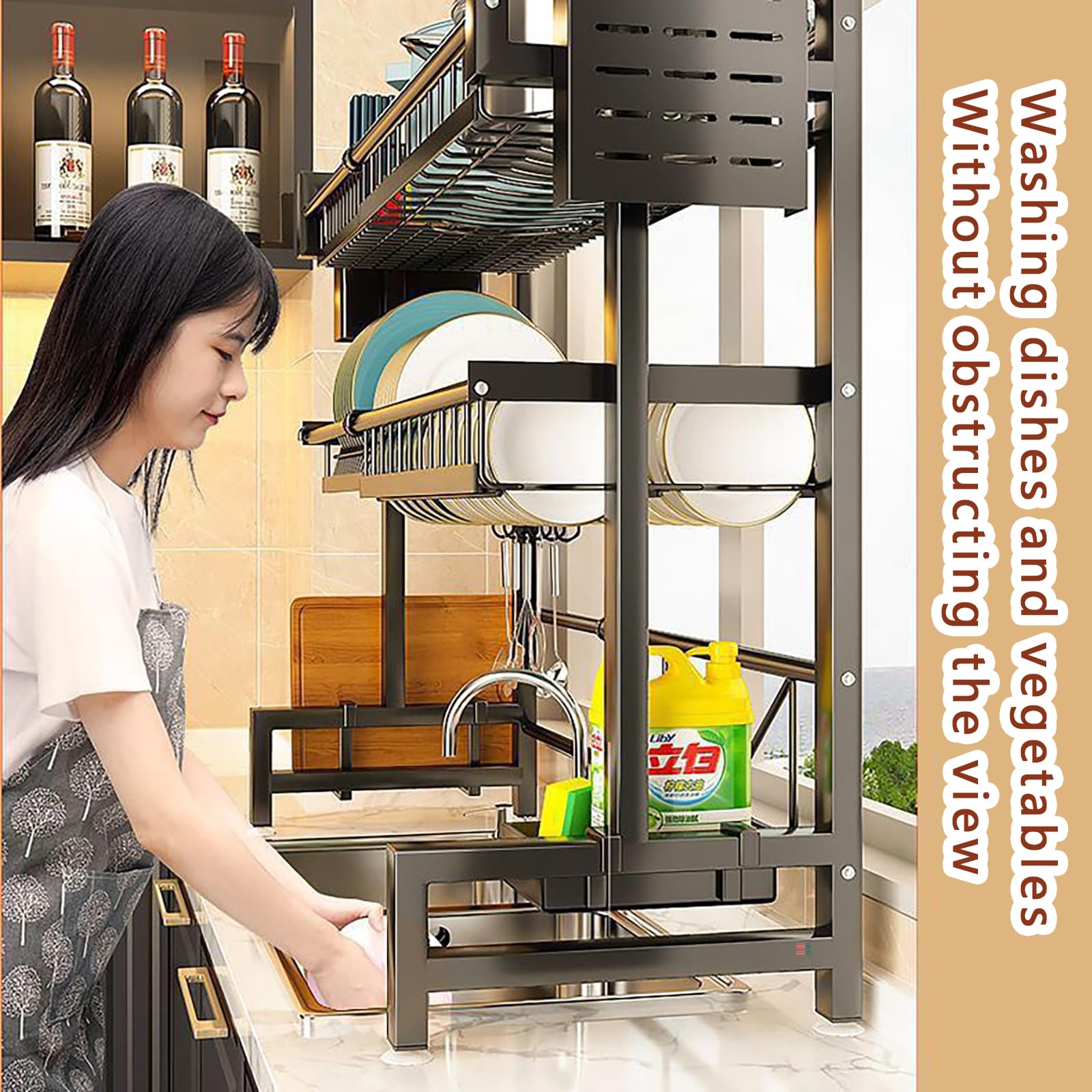 Generisch Escurreplatos para fregadero – Escurridor ajustable de metal de 2 niveles con ventosas, ahorra espacio para la organización de la cocina