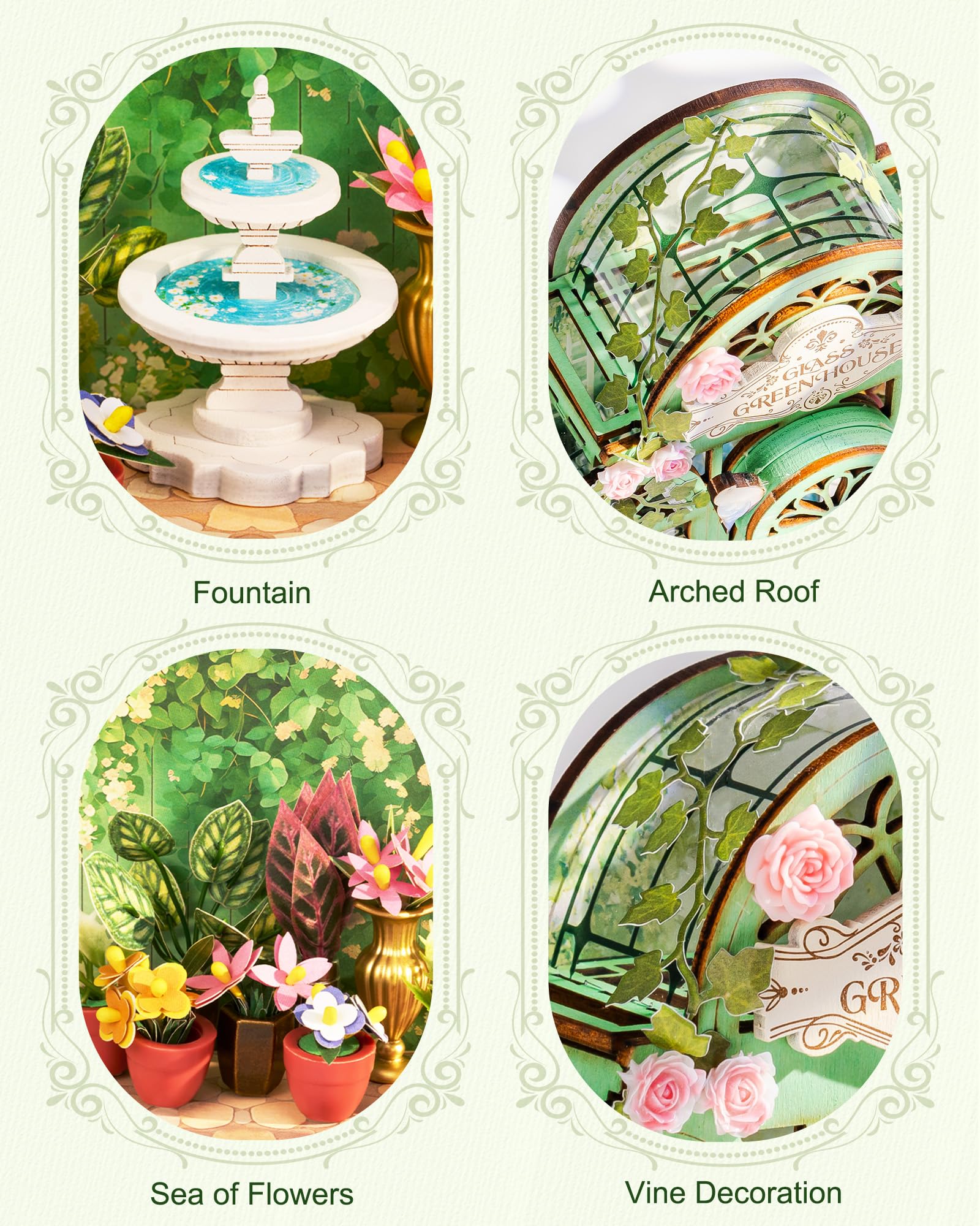 Rolife Maison de Poupée Série Mini Magasin Maquette Kit de Maison Miniature Maquette en Bois Book Nook Kit Décoration Intérieure Cadeau d'anniversaire pour Adultes (Jardin à Fontaine) - 3