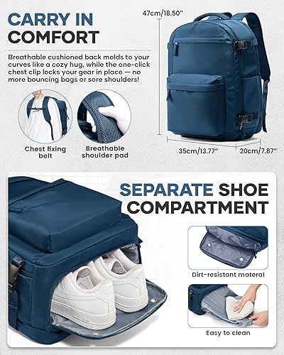 Vista 41 de VECAVE Mochila de viaje para laptop, mochila aprobada para vuelos,Mochila deportiva para universidad casual, E-peacockblue, Mochila para laptop