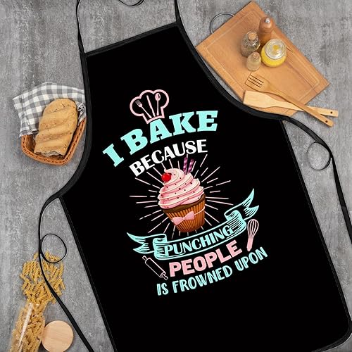 Miniatura 6 de zukmvuh Delantal de hornear para mujeres con texto en inglés I Baking Because People Is Frowned regalos para hombres mujeres familiares y amigos