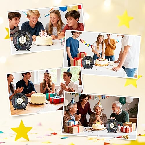 Miniatura 3 de 1 libro de invitados de vinilo retro de cumpleaños para fiesta, tablero de registro con 14 bolígrafos y 1 calcomanías decorativas, decoración de