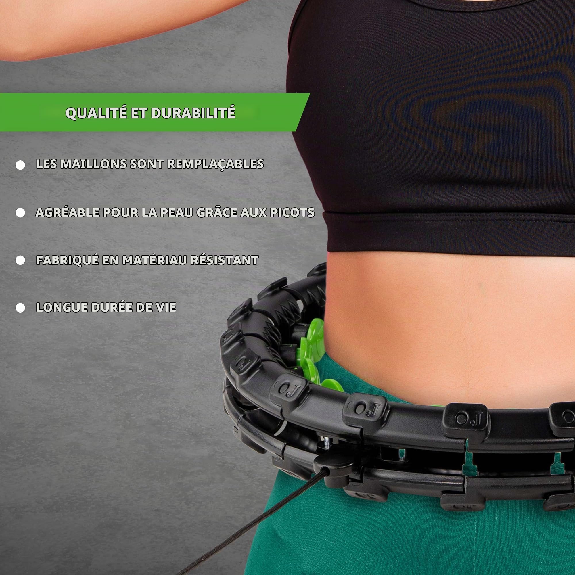 Tunturi Hula Hoop Cerceau réglable pour adultes et débutants, pour perte de poids et fitness