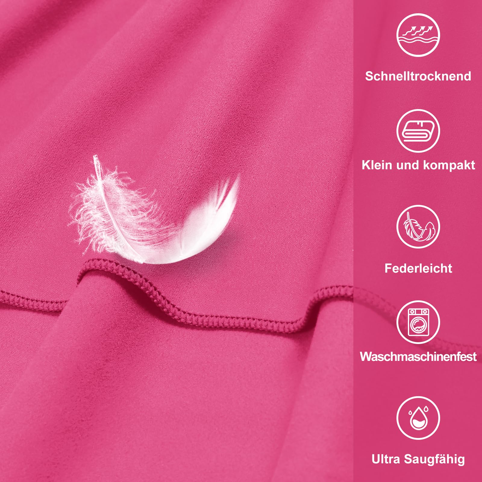 Pameil Asciugamano Microfibra, 120x50cm Asciugamano Palestra, Leggero & Assorbente Telo Palestra Microfibra Con Tasca Con Cerniera per Viaggi, Spiaggia, Yoga, Sauna