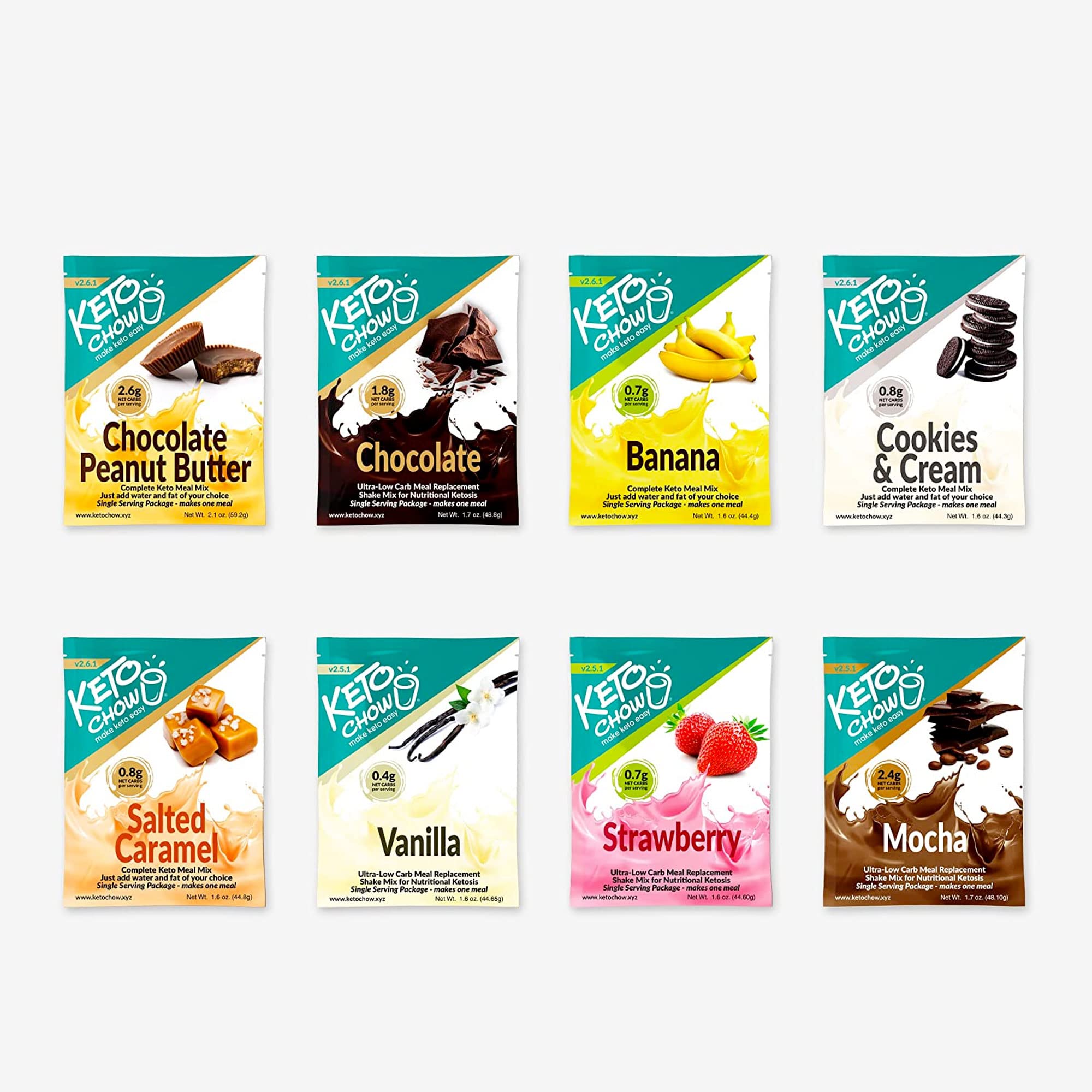 Keto Chow Variety Bundle | Keto Meal Replacement Shake Powder | Nutritionally Complete | Low Carb Shakes | Delicious Easy Meal Substitute | Protein ...