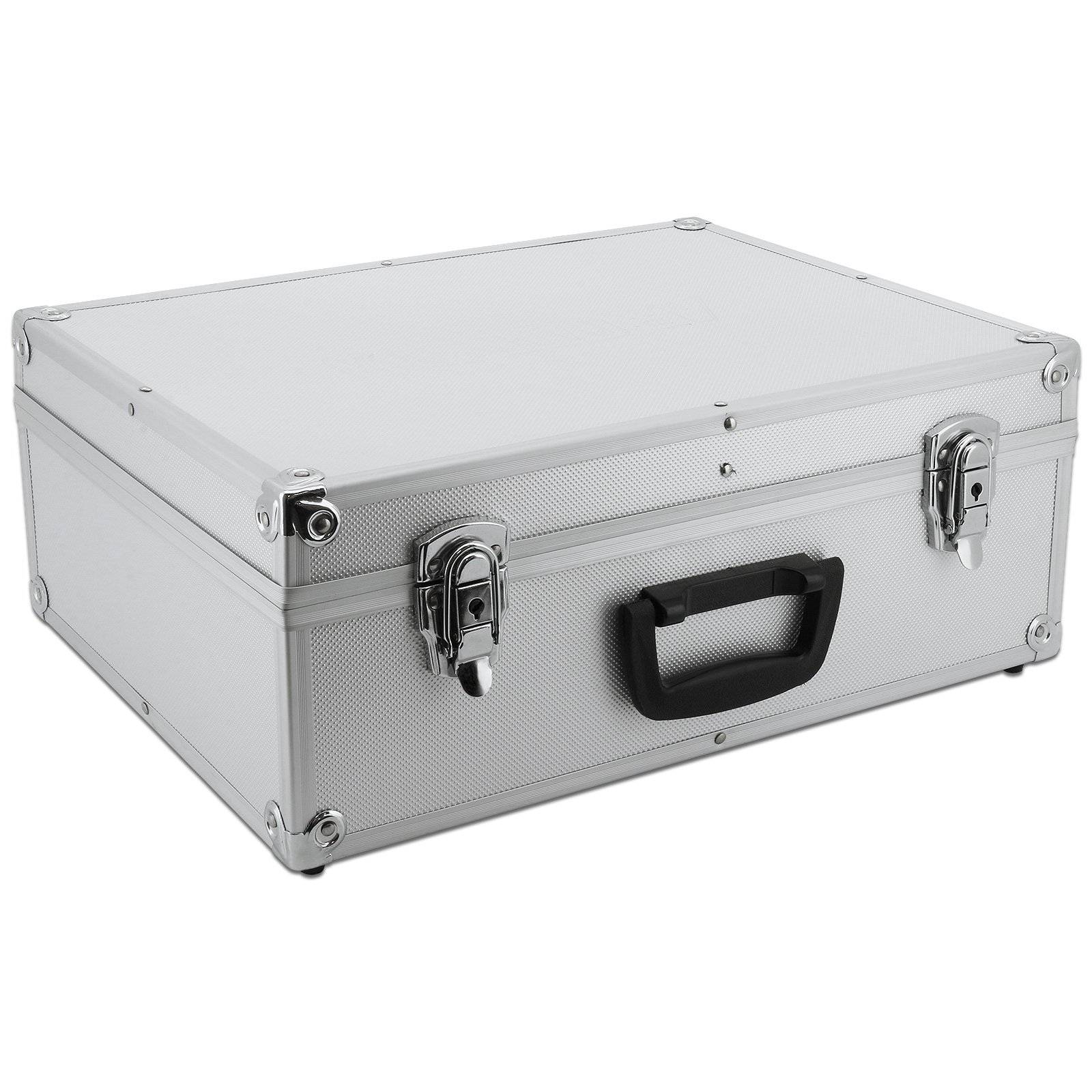 Maletín de AR Carry Box® de aluminio, caja de herramientas vacía; 450 x 320 x 175 mm. Color aluminio/plata