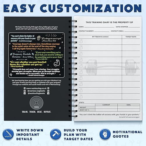 Miniatura 6 de Planificador de entrenamiento para el seguimiento diario de la condición física y establecimiento de metas - Tamaño A5, 6” x 8”, gris carbón -