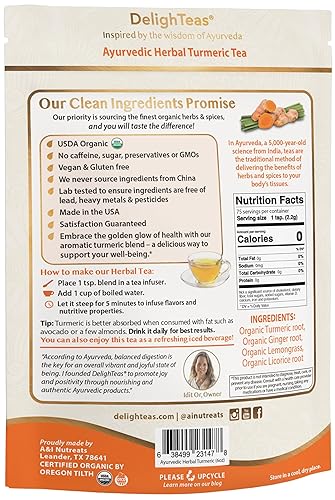 Miniatura 5 de DelighTeas Paquete de cúrcuma - Mezclas de cúrcuma a base de hierbas para apoyo articular, inmunológico y digestivo