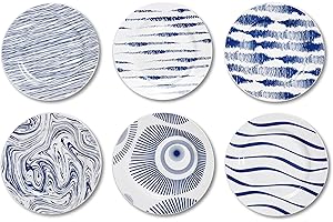 Bruntmor 9 Inch Ceramic Plates Pacific Coastal, Set of 9