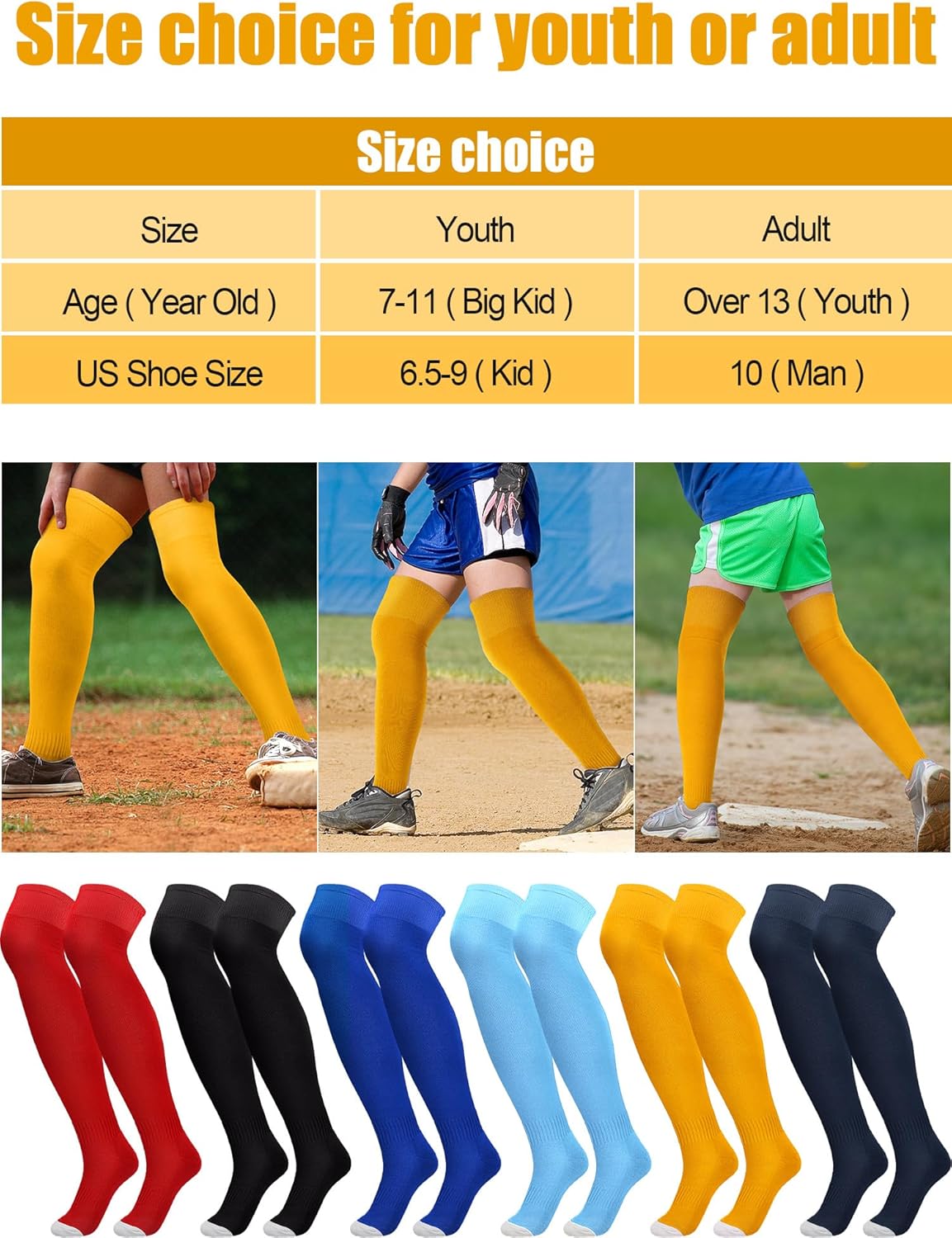 3 Pcs Baseball Belt and Socks Combo Youth Over Knee Sock Men's Baseball Belts Stockings Softball Belt - Image 2