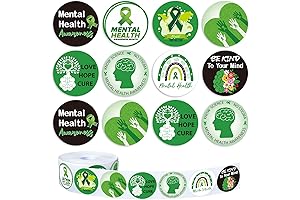 1000-Count Mental Health Awareness Green Ribbon Stickers