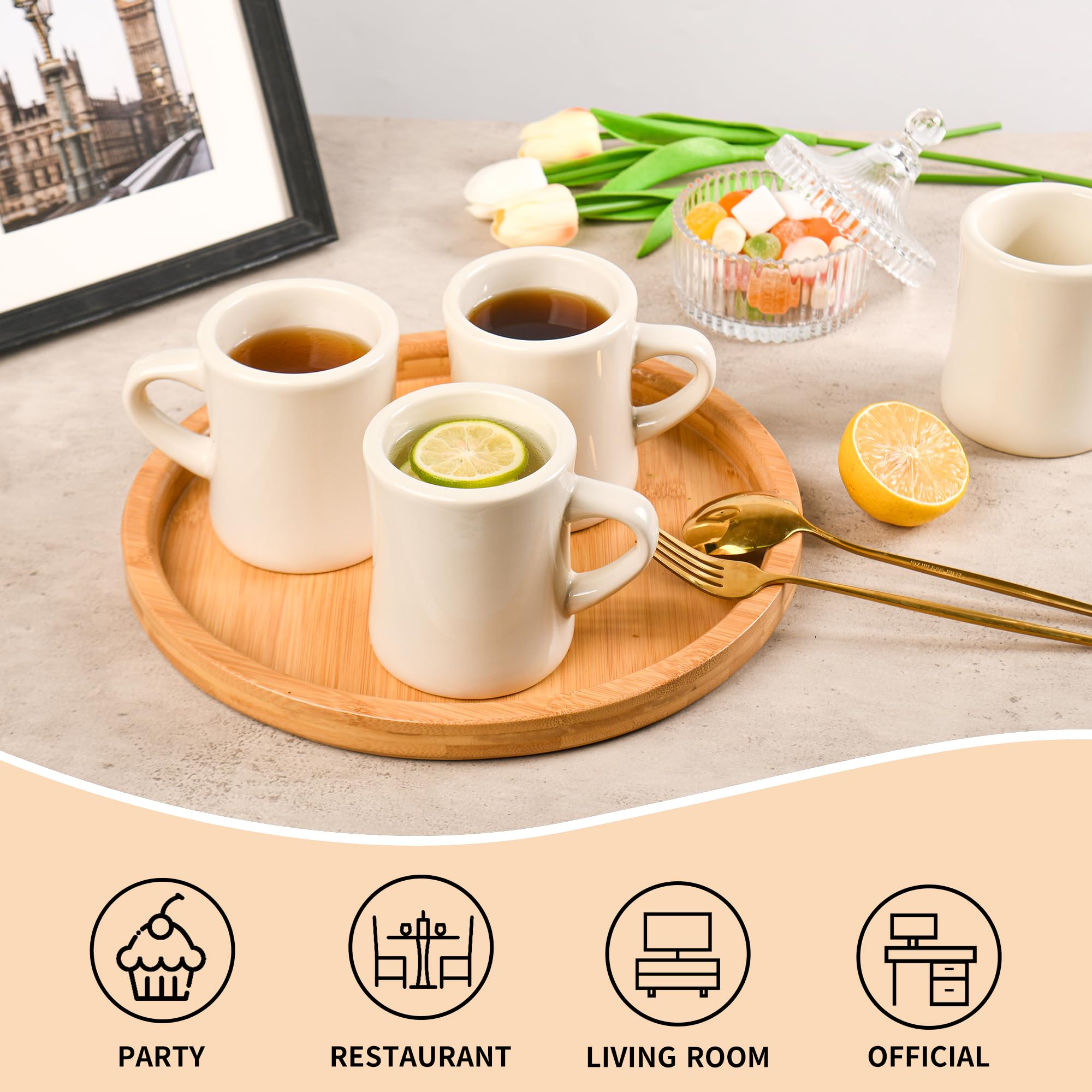 Amazon.com: BYCNZB 11oz Ceramic Coffee Mug set Stoneware Coffee Cups Set  for Restaurant, Diner, Farmhouse, Coffee Shop, Home set of 6 (Cream) : Home  & Kitchen