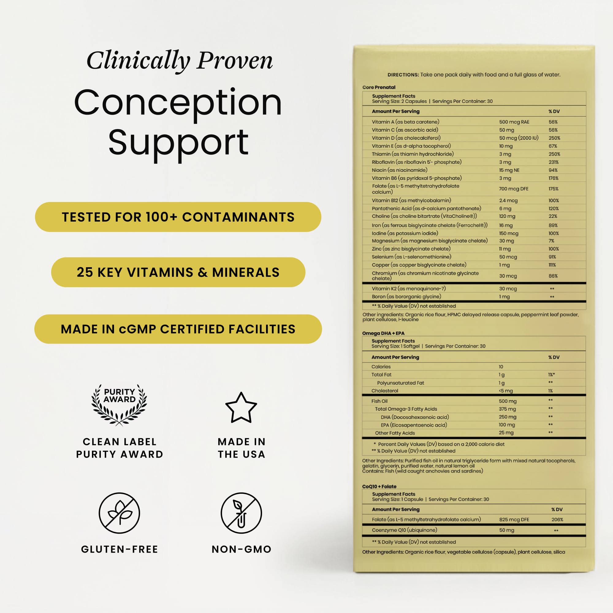 Perelel Conception Fertility Prenatal Vitamins, Folate, CoQ10 & DHA Omega 3 — Amazon image 2