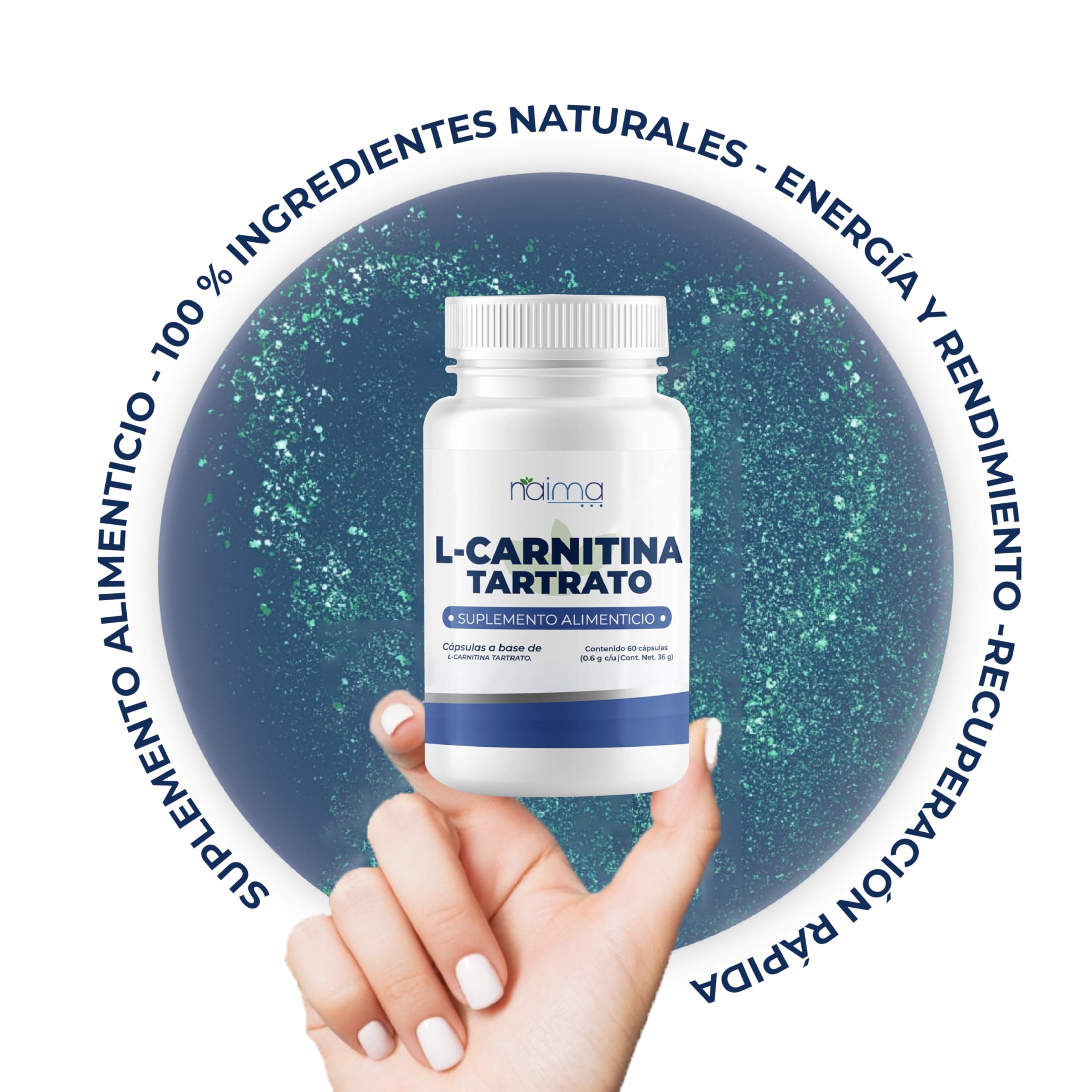 para que sirve la l carnitina tartrato NAIMA L-Carnitina Tartrato, 60 Cápsulas | Suplemento Alimenticio 100% Puro|  Ingredientes Naturales, Sin Aditivos