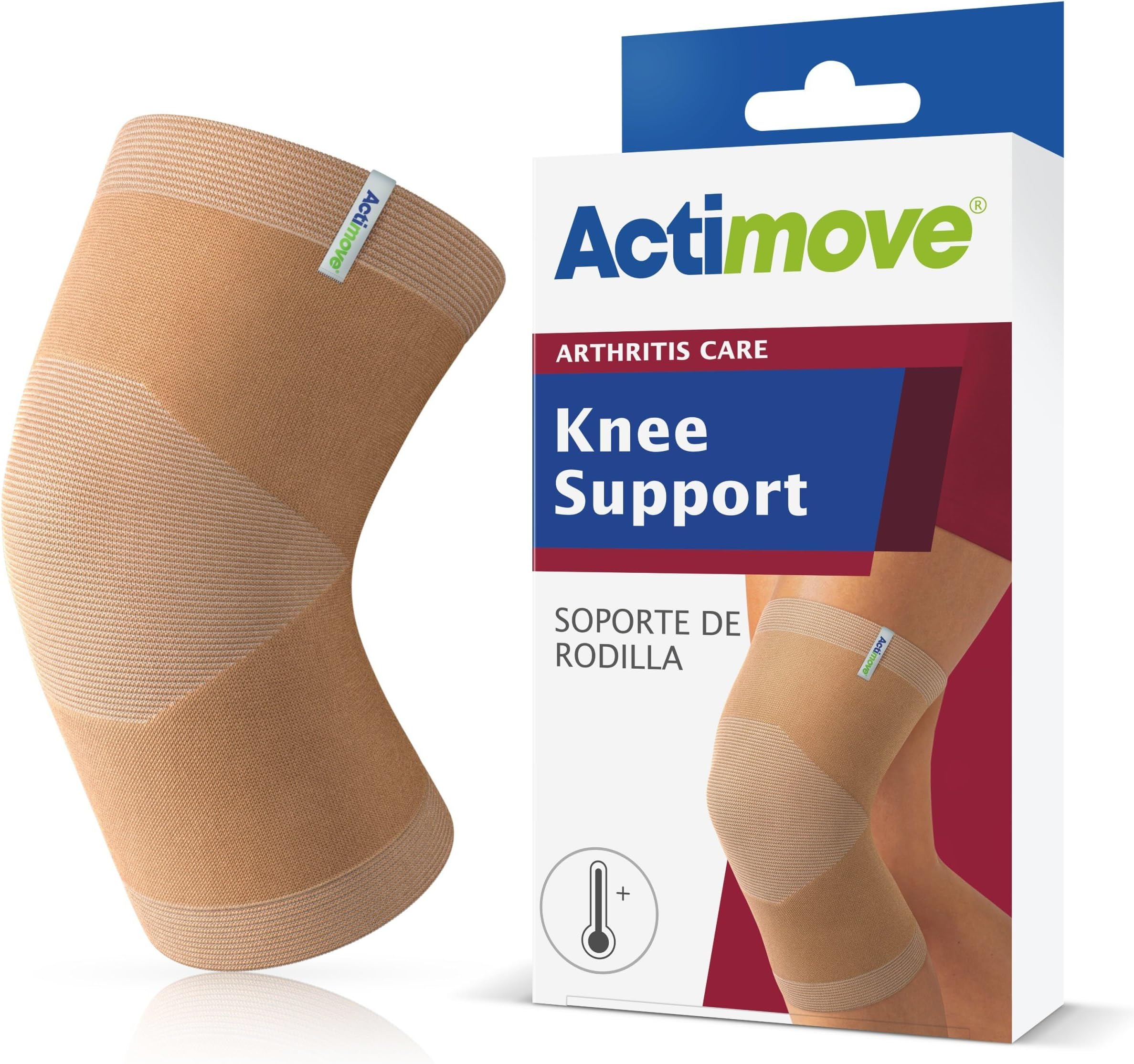 Arthritis Care Knee Support with Heat-retaining Fabric – Drug-free Pain Management for Arthritis, Increases Blood Circulation – Left/Right Wear – Beige, Large